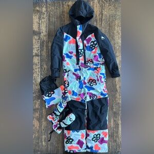 (Burton) One Piece Snowsuit, Mittens, Balaclava Kids M